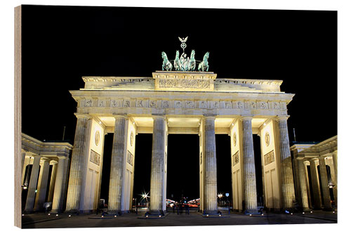 Holzbild Brandenburger Tor in Berlin bei Nacht