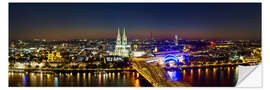 Naklejka na ścianę A panoramic view of cologne at night