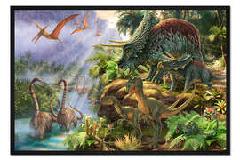 Gerahmter Kunstdruck Dinosaurier-Tal