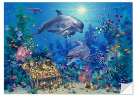 Wandsticker Delphin Familie