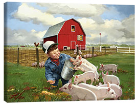 Tableau sur toile  Nourrir les petits cochons - Donald Zolan