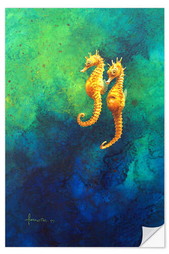 Selvklebende plakat Sea horses