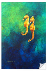 Selvklebende plakat Sea horses