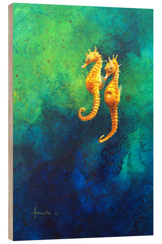 Wood print Sea horses