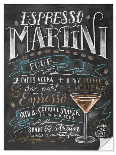 Wandsticker Espresso Martini Rezept (Englisch)