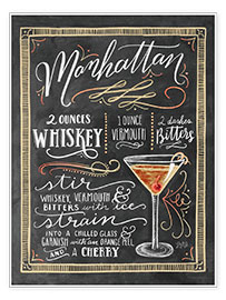 Plakat Manhattan cocktail opskrift (engelsk)