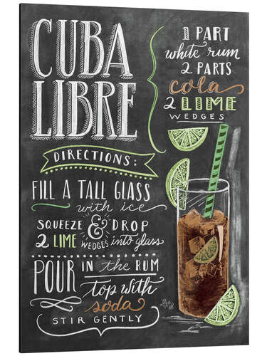 Tableau en aluminium Recette du Cuba libre (anglais)