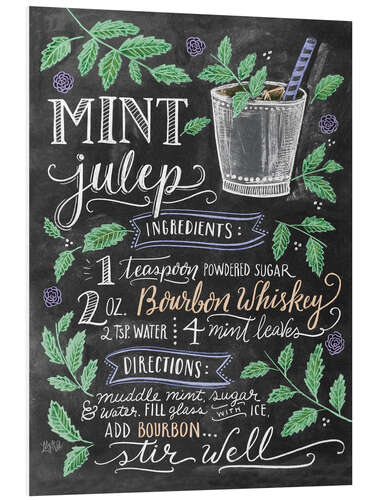 Tableau en PVC Recette du mint julep (anglais)