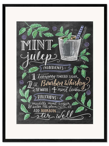 Ingelijste kunstdruk Mint Julep recipe