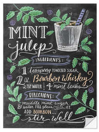 Selvklebende plakat Mint Julep oppskrift (engelsk)