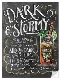 Selvklebende plakat Dark &amp; Stormy cocktail oppskrift (engelsk)