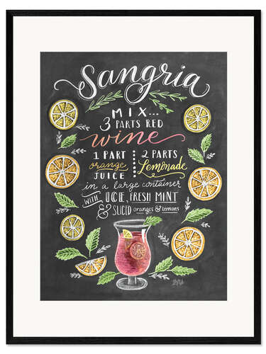 Impression artistique encadrée Recette de la sangria (anglais)