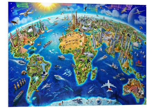 Stampa su PVC World Landmarks Globe