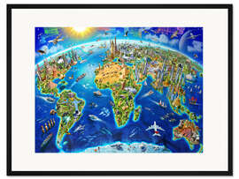 Gerahmter Kunstdruck Wahrzeichen der Welt