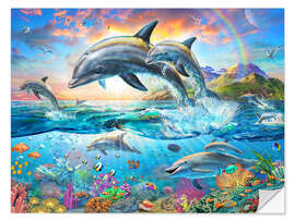 Sticker mural Famille de dauphins