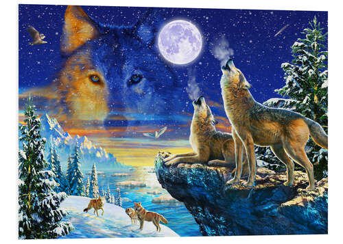 Quadro em PVC Howling Wolves