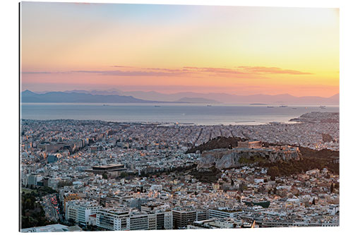 Tableau en plexi-alu Coucher de soleil sur Athènes