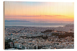 Holzbild Sonnenuntergang in Athen