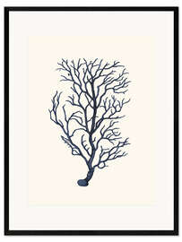 Plakat artystyczny premium w ramie Navy coral, branches