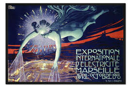 Gerahmter Kunstdruck Intern. Elektrizitätsausstellung Marseille 