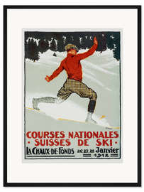 Gerahmter Kunstdruck Courses nationales suisses de ski / La Chaux de Fonds