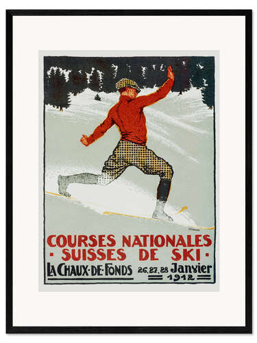 Plakat artystyczny premium w ramie Courses national suisses de ski / La Chaux de Fonds