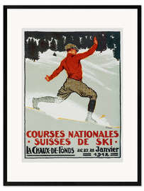 Plakat artystyczny premium w ramie Courses national suisses de ski / La Chaux de Fonds