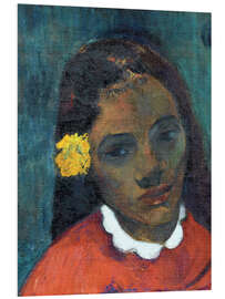 Foam board print Head of a Tahitian woman listening Flower