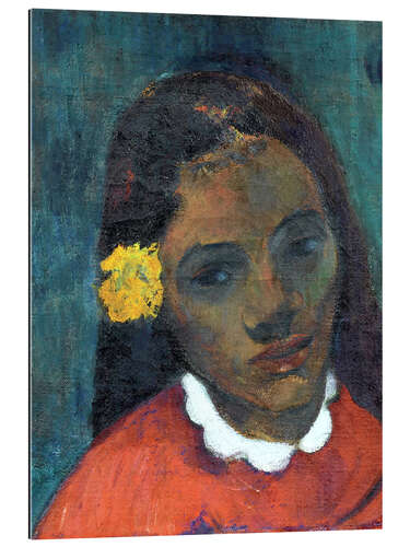 Gallery print Head of a Tahitian woman listening Flower