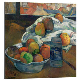 Aluminium print bowl of fruit and tankard before a window