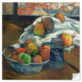 Adesivo murale bowl of fruit and tankard before a window