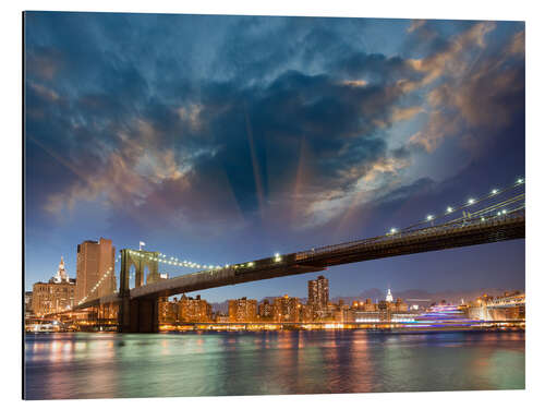 Tableau en aluminium Pont de Brooklyn aux couleurs éblouissantes