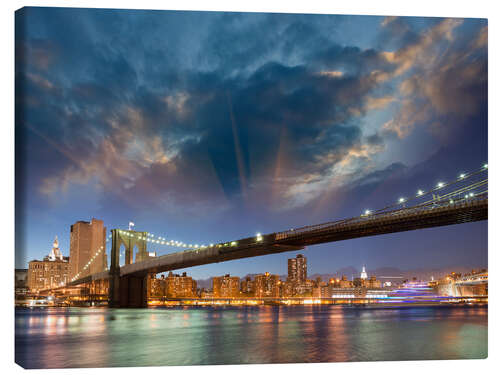 Leinwandbild Brooklyn-Brücke in atemberaubenden Farben