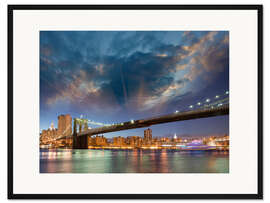 Gerahmter Kunstdruck Brooklyn-Brücke in atemberaubenden Farben