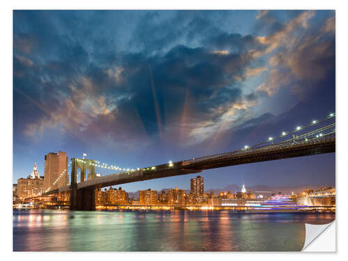 Selvklebende plakat Brooklyn Bridge in stunning colors