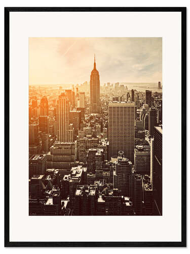 Impression artistique encadrée Coucher de soleil sur Manhattan, New York