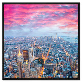 Gerahmter Kunstdruck Wunderschöne New Yorker Skyline bei Nacht