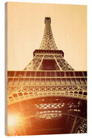 Wood print Vintage Eiffel Tower, Paris