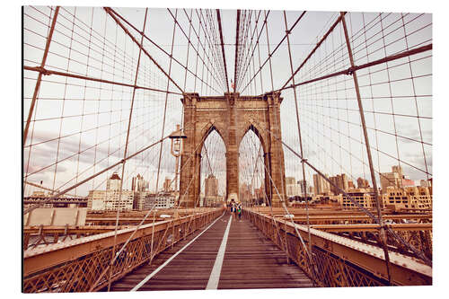 Alumiinitaulu New York Brooklyn Bridge and city skyline