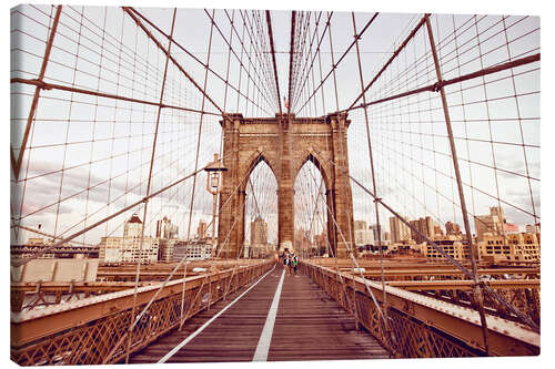 Canvas print New York Brooklyn Bridge and city skyline