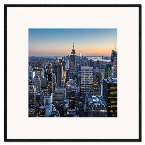Impresión de arte enmarcada Empire State Building en el atardecer de Nueva York