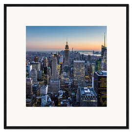 Framed art print Empire State Building and skyscrapers at dusk, New York
