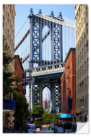 Selvklebende plakat Manhattan Bridge and Empire State Building