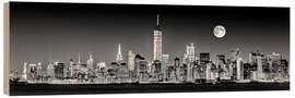 Wood print  Manhattan Skyline at Dusk