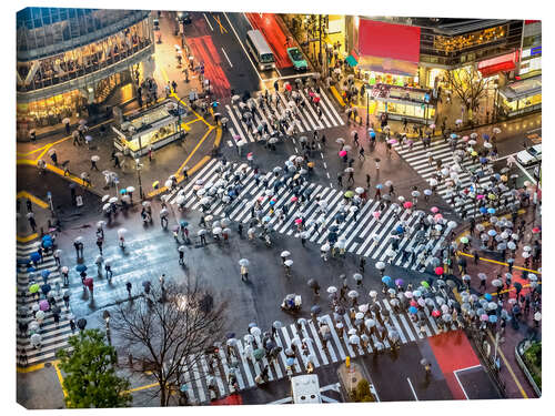 Leinwandbild Fußgänger überqueren eine Straße in Tokio Shibuya