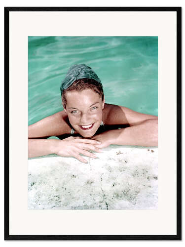 Gerahmter Kunstdruck Romy Schneider im Schwimmbad