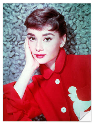 Naklejka na ścianę Audrey Hepburn in Red