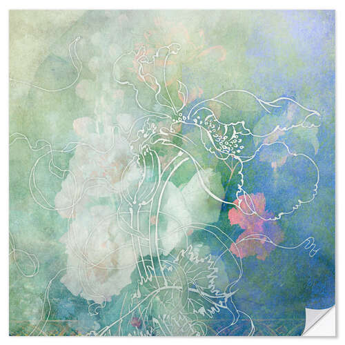 Vinilo para la pared Sketch Flowers Hollyhock