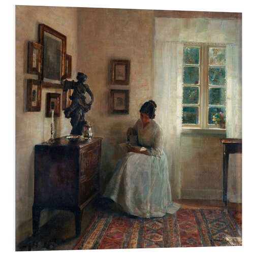 Foam board print Interior with reading woman