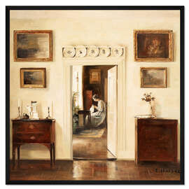 Gerahmter Kunstdruck Frau beim Nähen